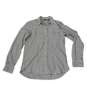 Eddie Bauer Button Up Gingham Plaid Long Sleeve 100% Cotton Size XS Farm Cottage